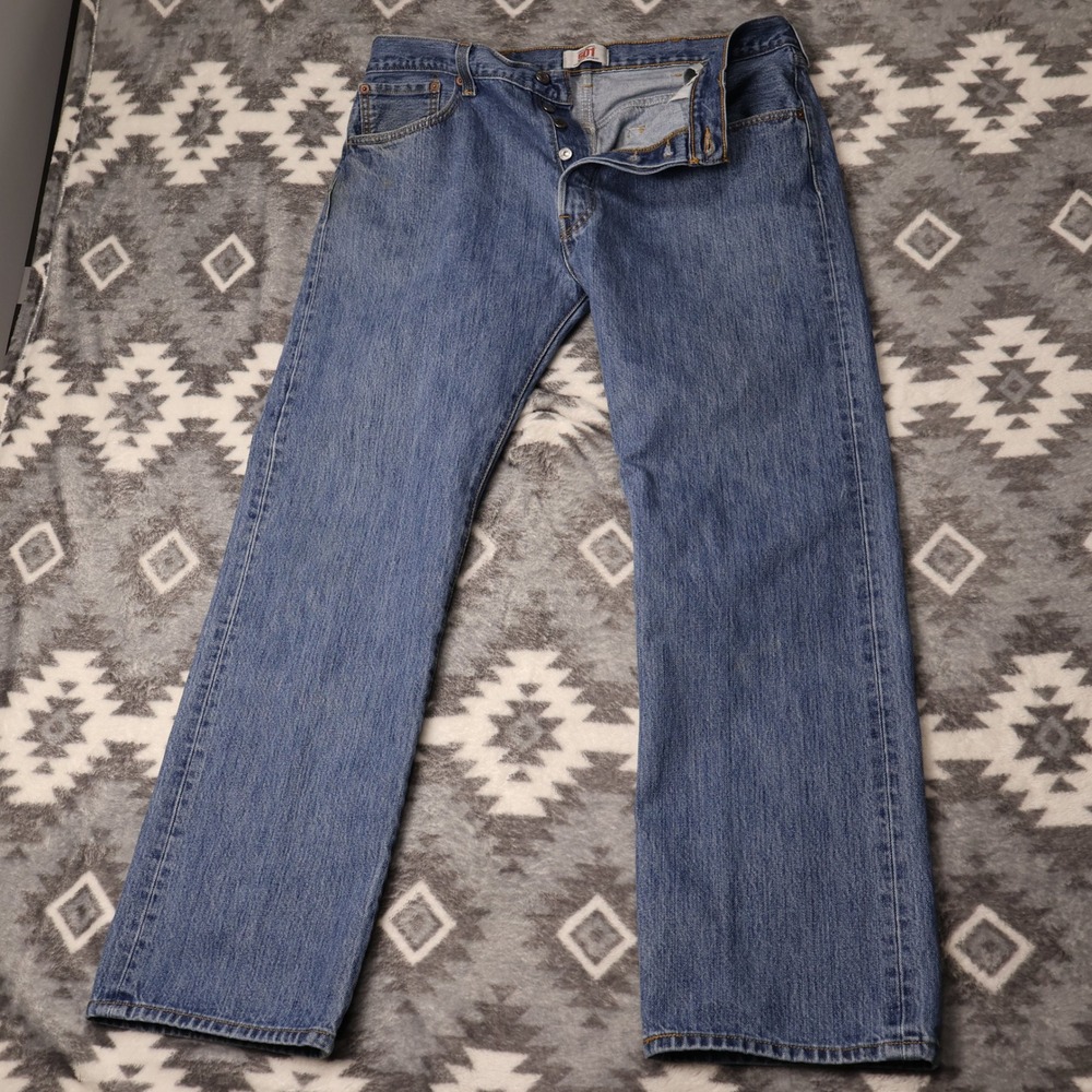 Levis 501 Straight Fit Jeans Blue Denim Button Fly 38x32 Actual 37x31" VTG Y2K